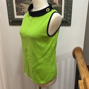 Lime Green Sleeveless Top with Black Trim